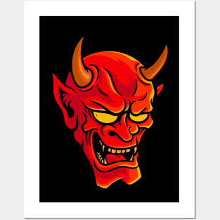 Hannya Oni-Mask Japanese Demon Posters and Art